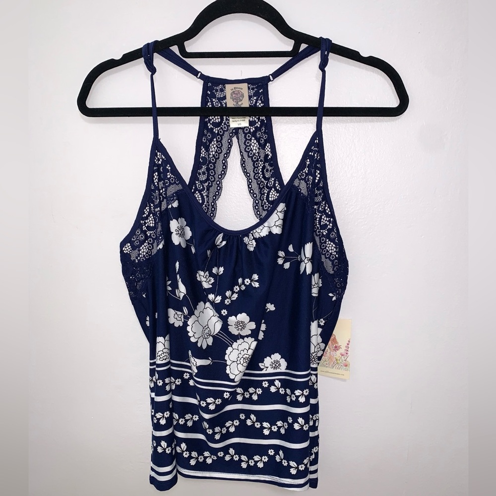 In Bloom Lace Trim Satin Camisole Size Large